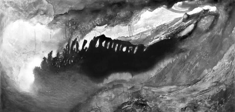 Black and White - &#39;Behind the Scenes&#39;   - extra-large hand-finished canvas reproduction, 180x90cm,  from
