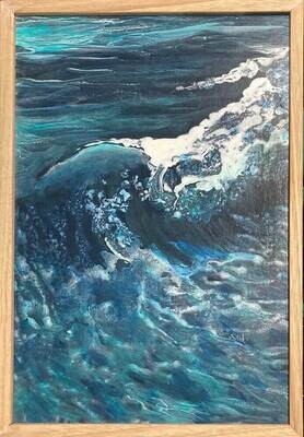 Small Ocean painting - 'Wave Study x ' - 24x34 cm , Jennifer Webb