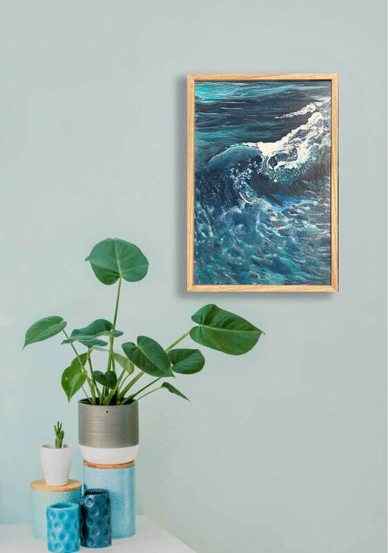 Small Ocean painting - 'Wave Study x  ' - 24x34 cm , Jennifer Webb
