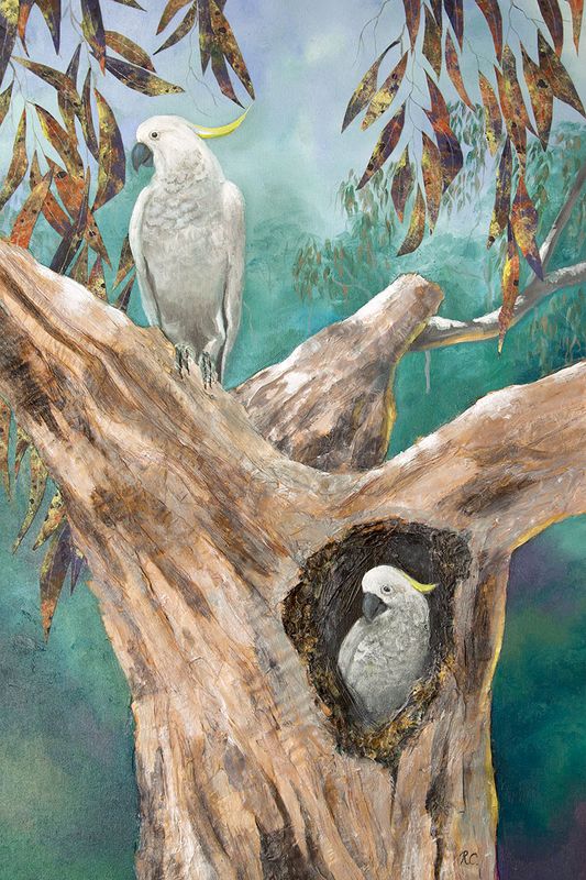 Sulphur-crested cockatoo painting