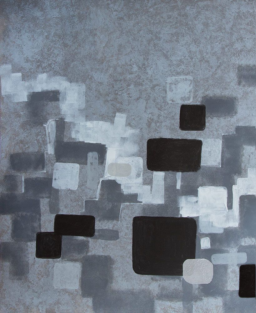 Abstraction, black and White  &#39;History- Chapter 1&#39; -large original painting, mixed media on yupo panel