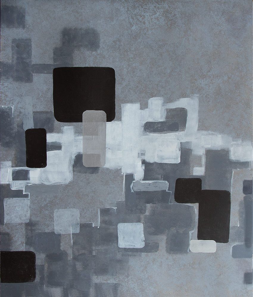 Abstraction, black and White  &#39;History- Chapter 2&#39; -large original painting, mixed media on yupo panel