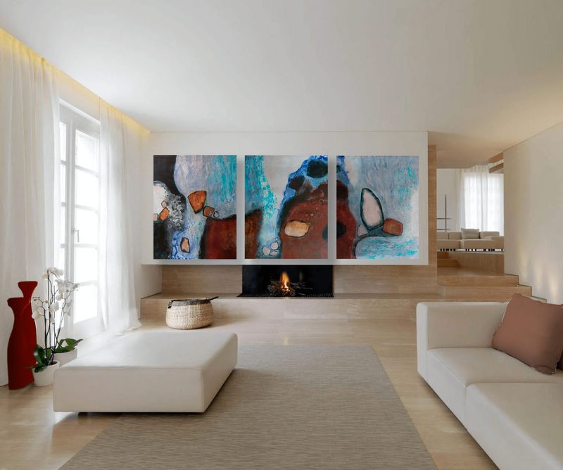 Suite of 3 -Large Abstract mixed media paintings -  &#39;Rock Life&#39; - mixed media on yupo panel