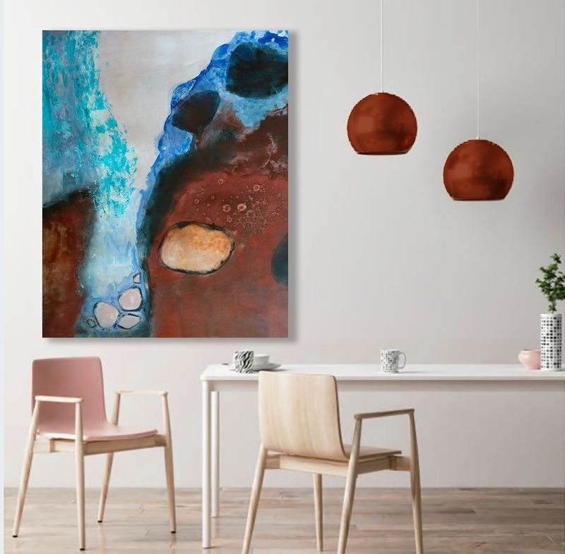 Large Abstract mixed media painting -  'Rock Life ii' -large original painting, mixed media on yupo panel