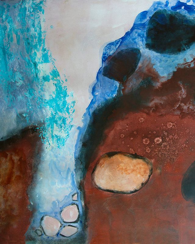 Large Abstract mixed media painting -  &#39;Rock Life ii&#39; -large original painting, mixed media on yupo panel