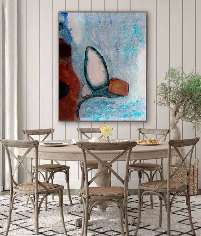 Large Abstract mixed media painting -  'Rock Life iii' -large original painting, mixed media on yupo panel
