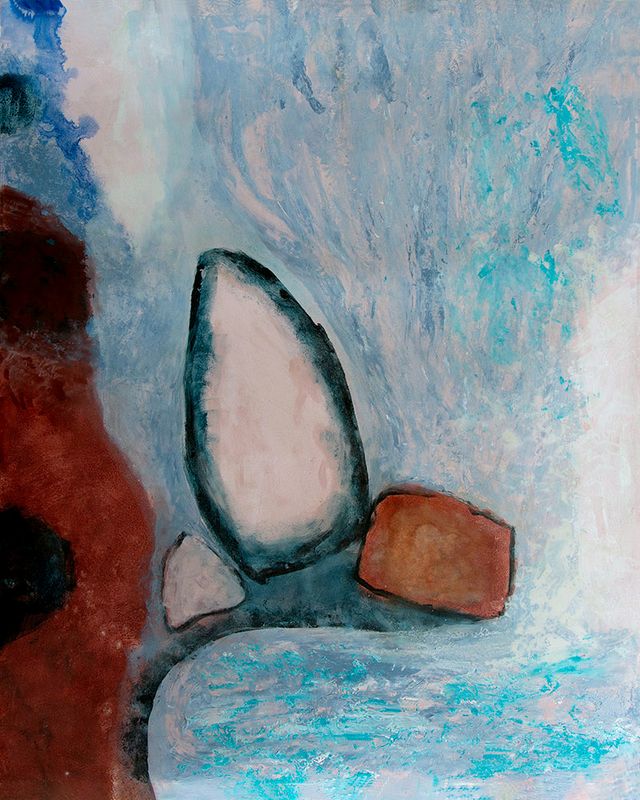 Large Abstract mixed media painting -  &#39;Rock Life iii&#39; -large original painting, mixed media on yupo panel