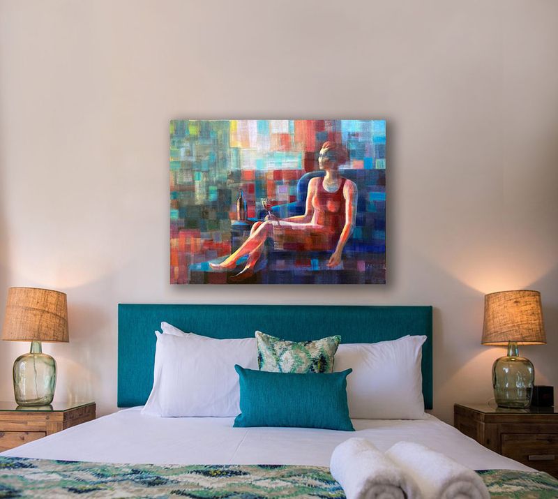 figure painting in bedroom