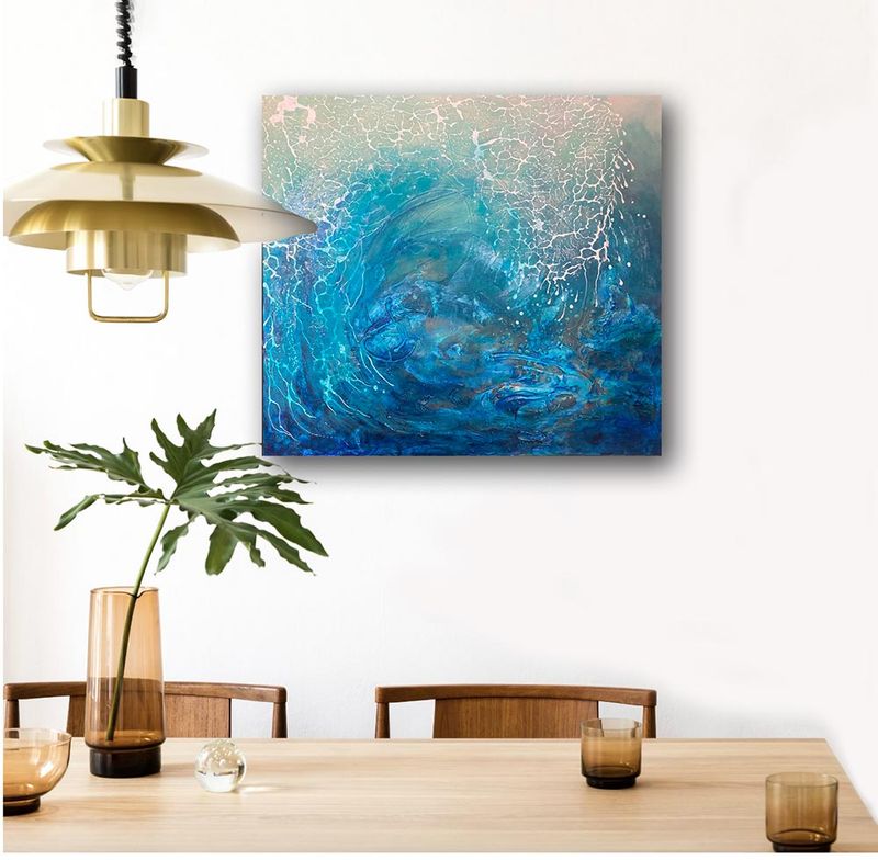 Abstract painting of Water - 'Portal', 100x100cm