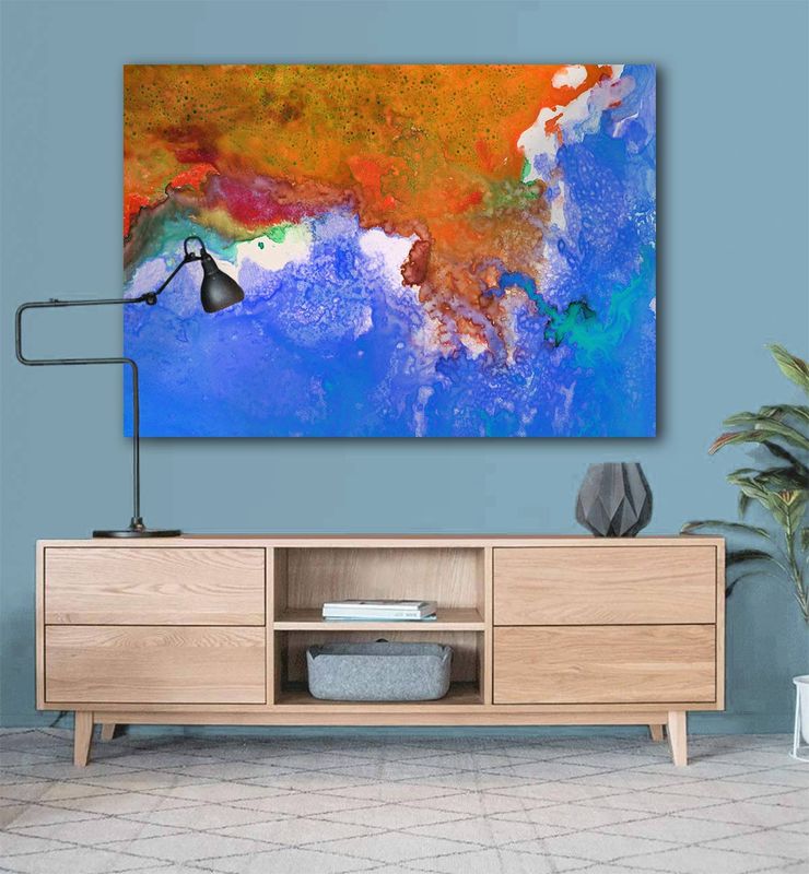 Large abstract artwork on yupo 'Early Coastal i' - 120x90cm, mixed media