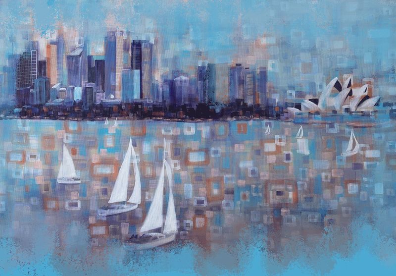 Painting about memories of Sydney, boats , opera house