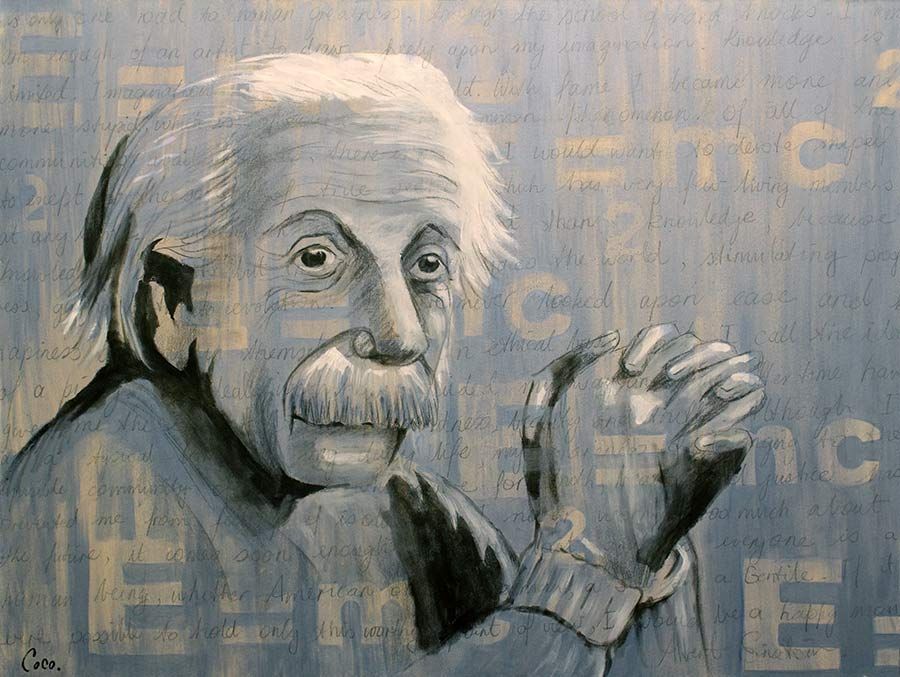 Pop Art Paintings - &#39;Einstein &#39; series -  original painting, mixed media on canvas, stretched