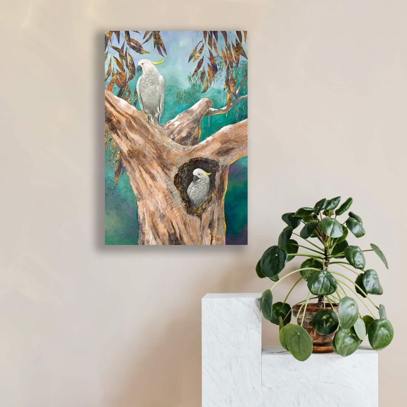 Sulphur-crested Cockatoos - hand-finished canvas reproduction artwork