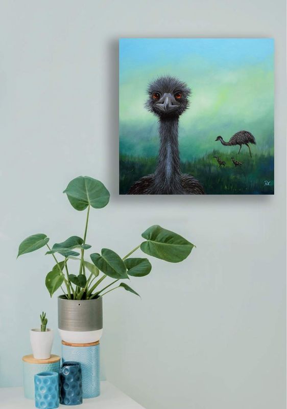 Old Man Emu  - beautifully hand-finished canvas reproduction artwork