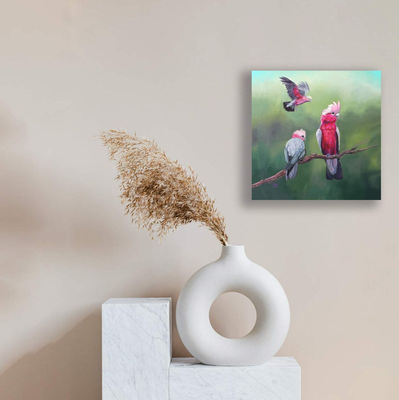 3 Galahs  - beautifully hand-finished canvas reproduction artwork