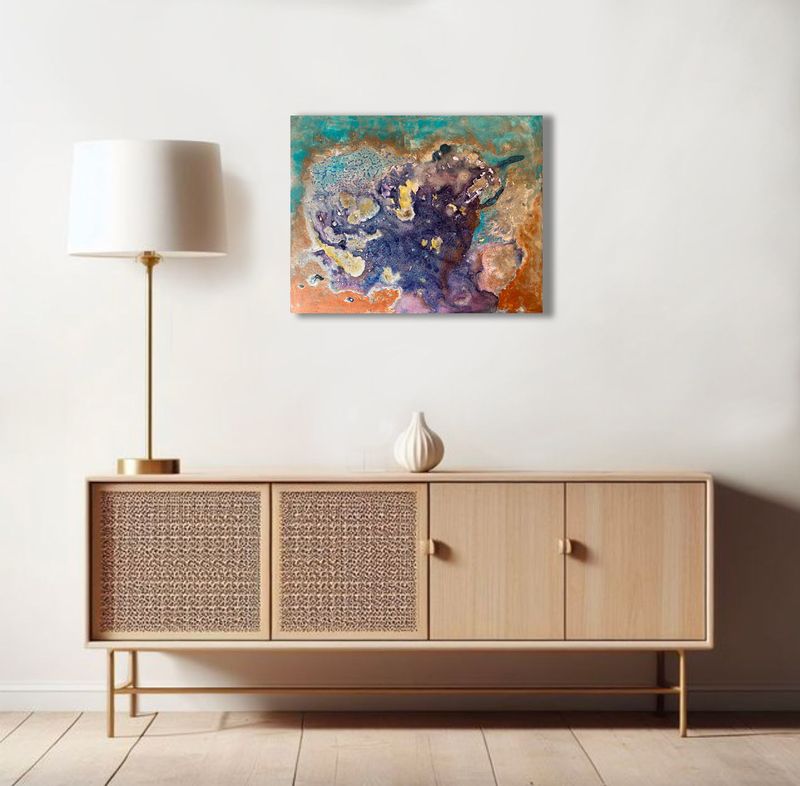 Beautiful Planet vi - original abstract painting in mixed media on yupo panel, gallery-wrapped