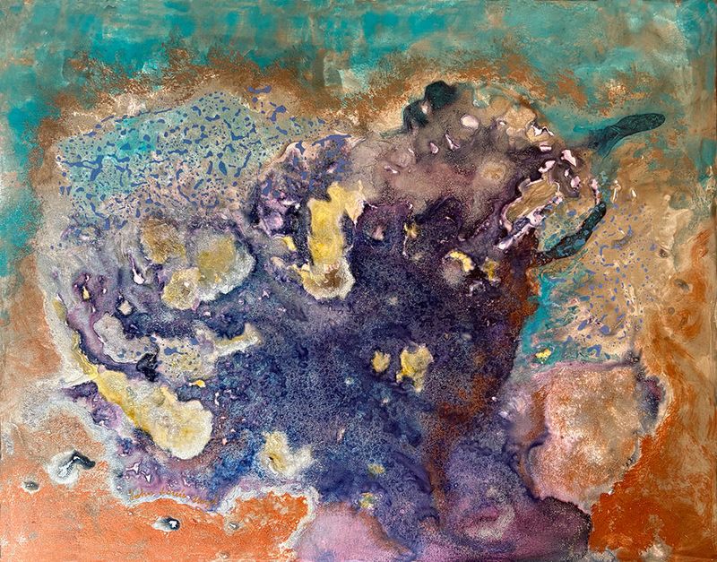 Beautiful Planet vi - original abstract painting in mixed media on yupo panel, framed