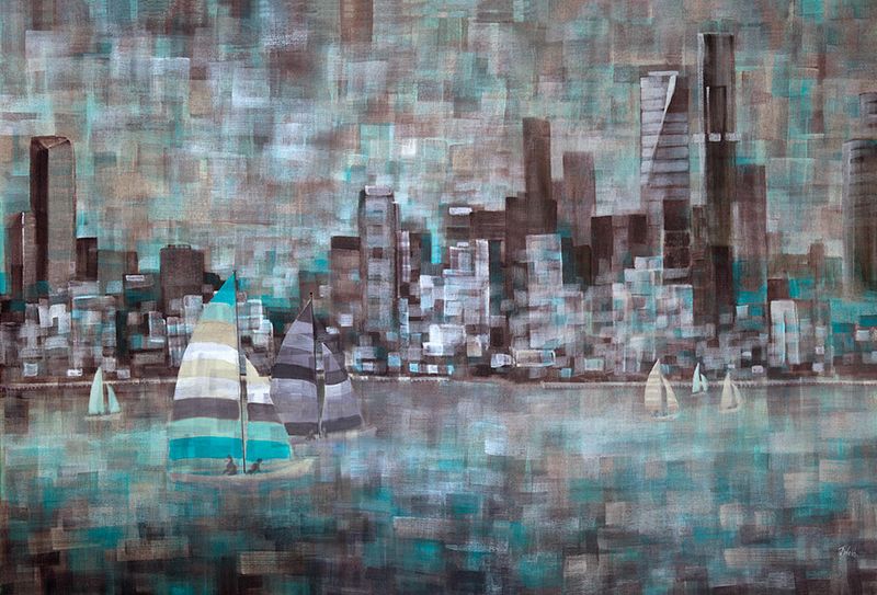 Painting of Melbourne - &#39;Port Sailing i&#39;   - sold, order a print or large hand-finished limited edition/100, print on canvas
