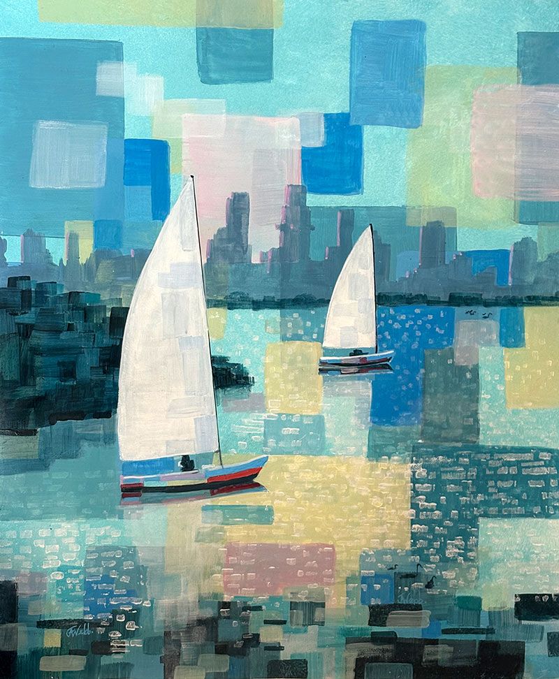 Painting of Melbourne - &#39;Sailing with Swans ii&#39;
