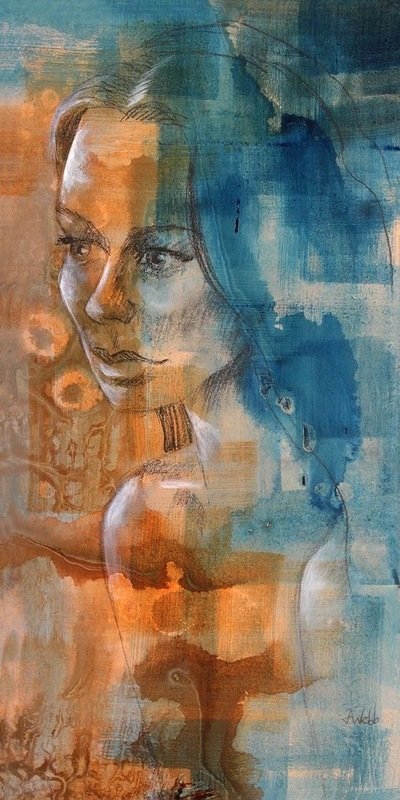 Artist figure print -&#39;Dreamer i&#39;  - hand-finished limited edition/100 canvas reproduction or giclee print on paper