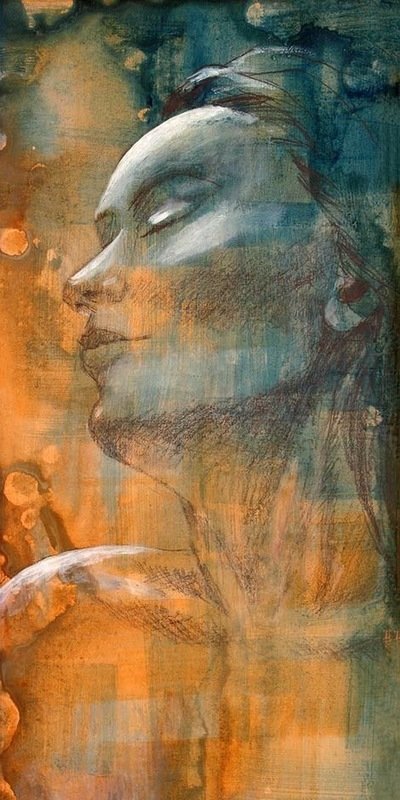 Artist figure print - &#39;Dreamer iii&#39;   - hand-finished limited edition canvas reproduction or giclee print on paper