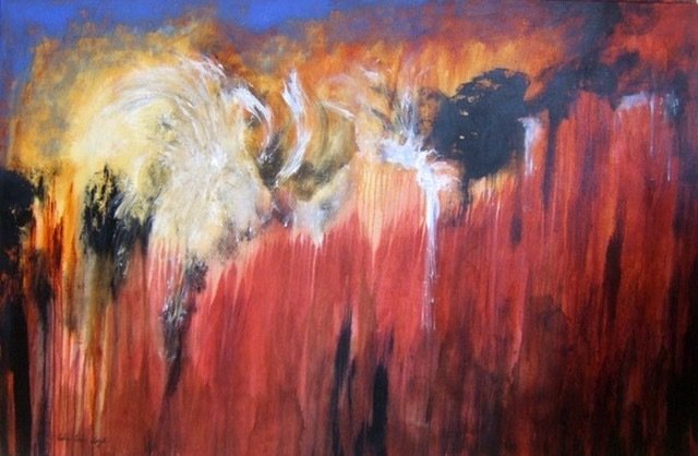Abstract artist print - &#39;Regeneration&#39;   - abstract landscape wall art, large hand-finished, from