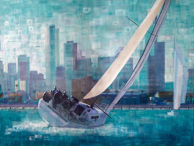 Melbourne artist print  - &#39;Sailing Training Melbourne &#39; - hand-finished limited edition/100 on canvas, from