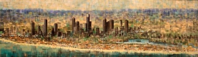 Melbourne artist print  - &#39;River, Lake Bay&#39; panorama -  extra-large hand-finished canvas reproduction, from