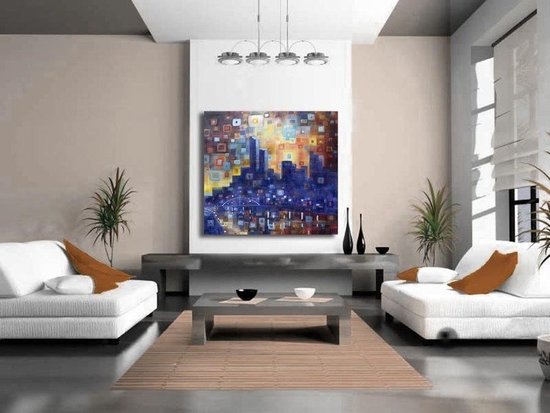 Melbourne artist print - 'Footbridge at Dusk'  -large hand-finished canvas reproduction