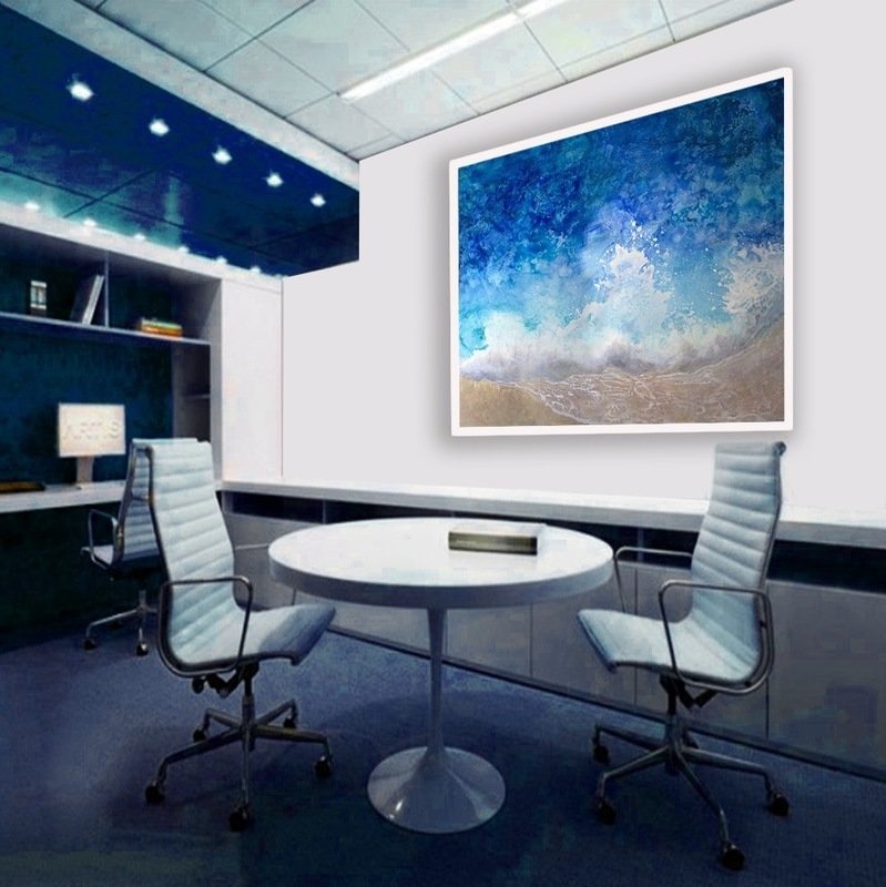 Ocean art work in an office