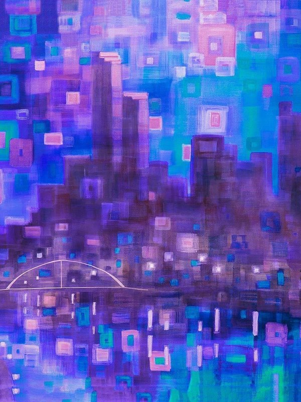 Melbourne artist print  - &#39;Footbridge to Flinders Street &#39;  -  print or large hand-finished limited edition/100 on canvas, from