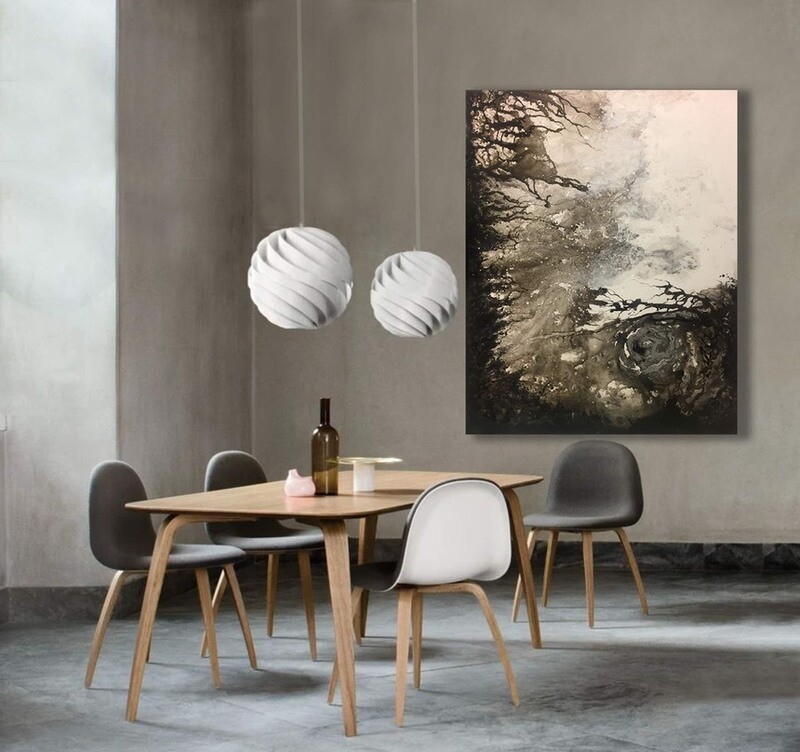Monochromatic Abstract 'Fibonacci' - 100x120cm, John Louis Lloyd
