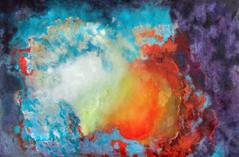 Original abstract painting 'Dawn of Time'- 150x100cm, acrylic and oils on canvas