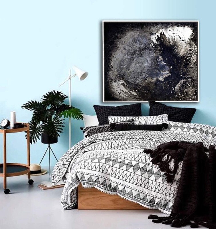Large black and white abstract- 'Beast i'- 100x120cm, John Louis Lloyd