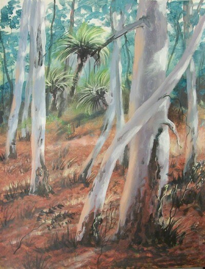Contemporary gum tree Landscape in Acrylics