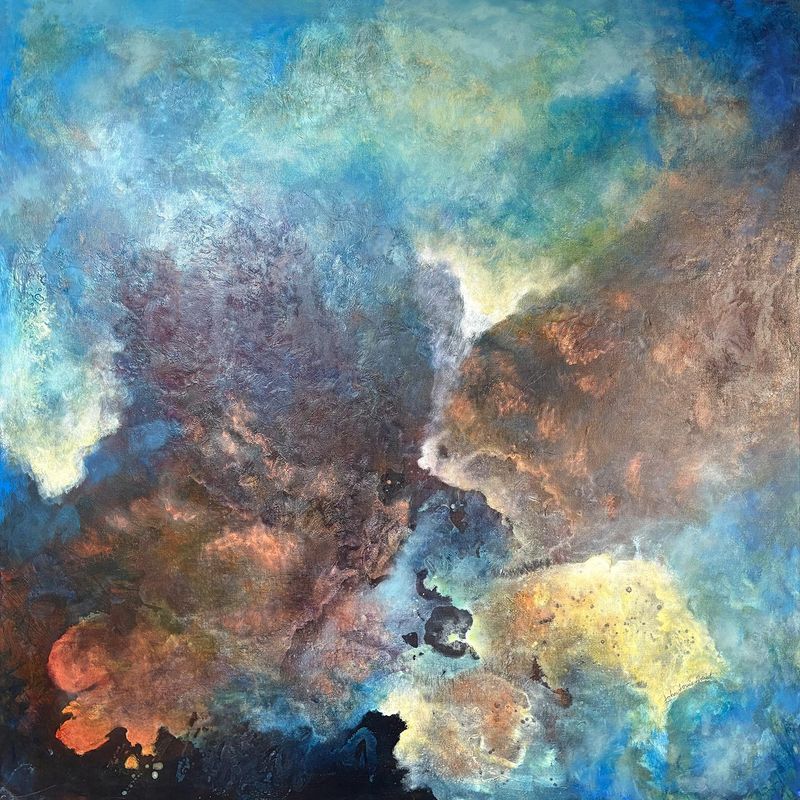 Large Square Abstract artwork - 'Big Bang ii'- oils on canvas