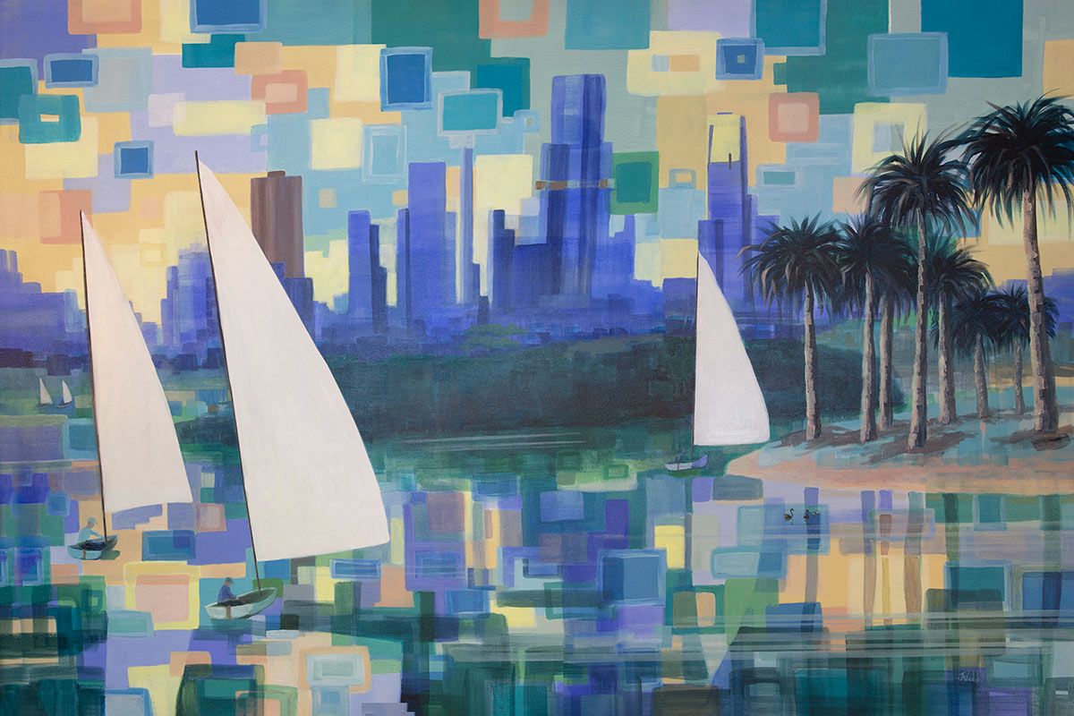 Sailing Albert Park -  150 x 100 cm, mixed media on canvas
