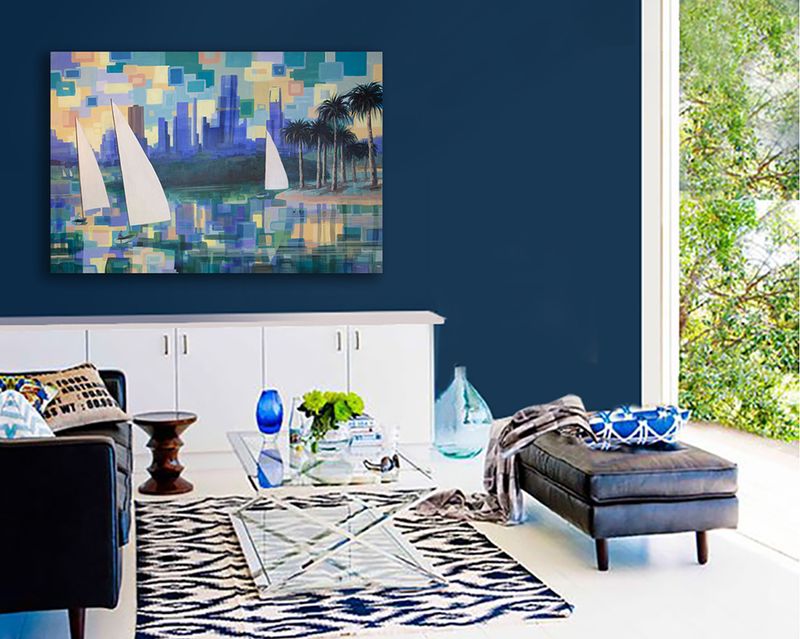 Sailing Albert Park -  150 x 100 cm, mixed media on canvas