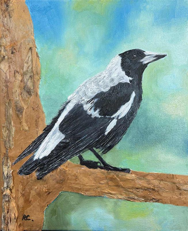 Australian Bird Series of Paintings - 'Maggie's Tree' - original painting on canvas, Robert Corcoran