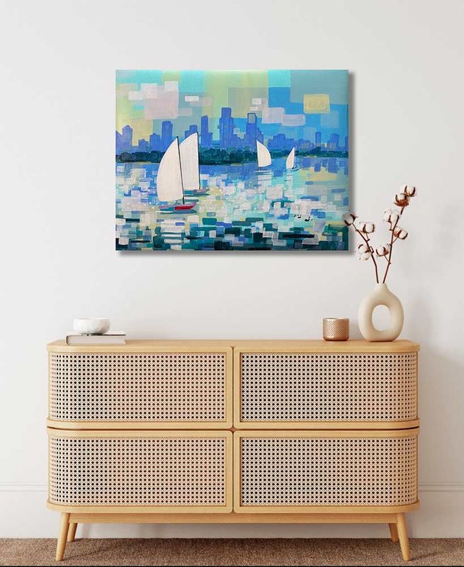 Painting of Melbourne - 'Sailing with Swans iii'