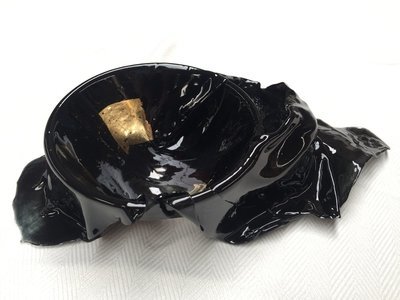 Useless Bowl 5, black with 24 carat gold leaf