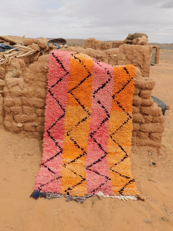 Pink &amp; Orange Stripe &amp; Zip Zag Rug