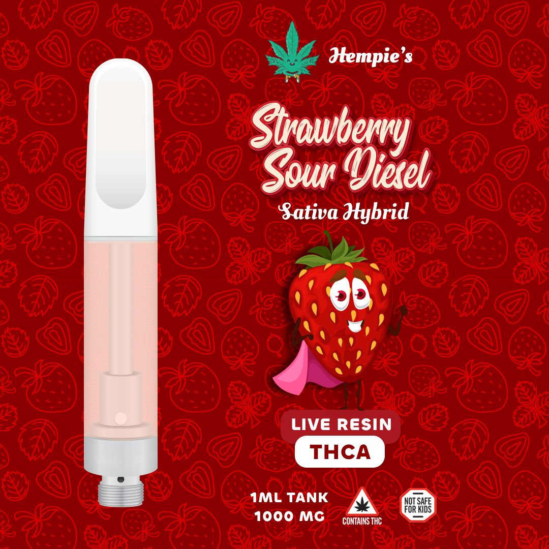 Hempies THCA Strawberry Sour Diesel Sativa Vape Cart