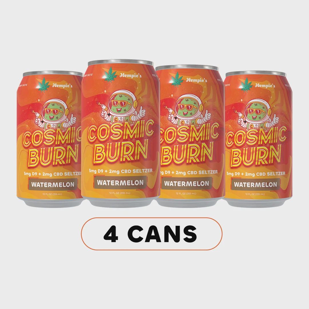 Hempie's Watermelon Seltzer - Cosmic Burn (5mg D9 / 2mg CBD, 12oz) - 4 Pack