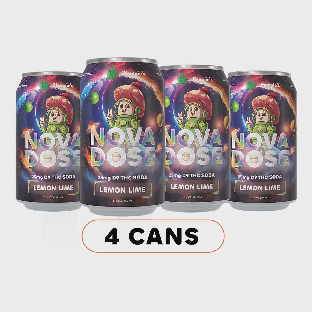 Hempie's Lemon Lime Soda ‚ Nova Dose (25mg D9, 12oz) ‚ 4 Pack