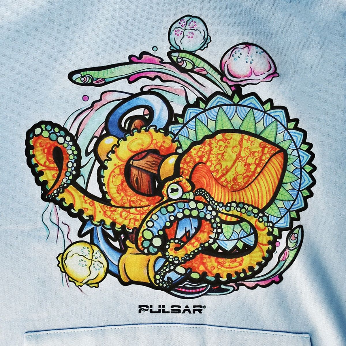 Psychedelic Octopus - Ultra Soft Pullover Hoodie - Blue