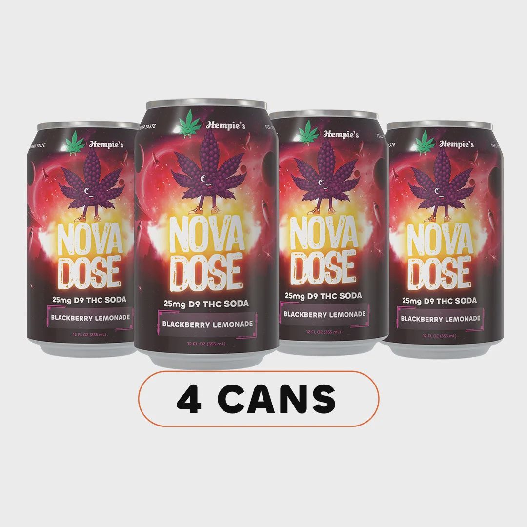 Hempie's‚ Blackberry Lemonade Soda, Nova Dose (25mg D9, 12oz) ‚ 4 Pack