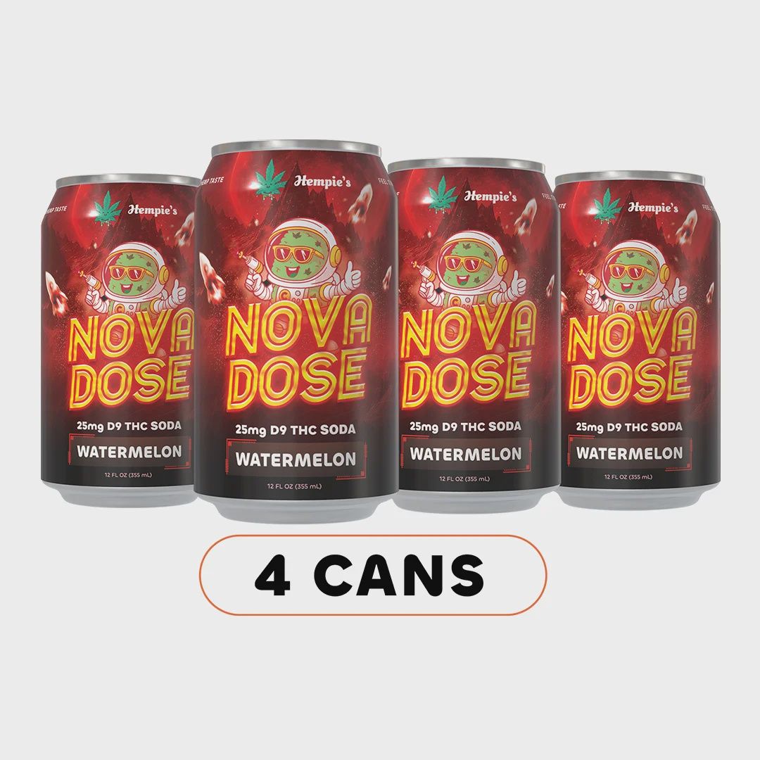 Hempie's Watermelon Soda, Nova Dose (25mg D9, 12oz) ‚ 4 Pack