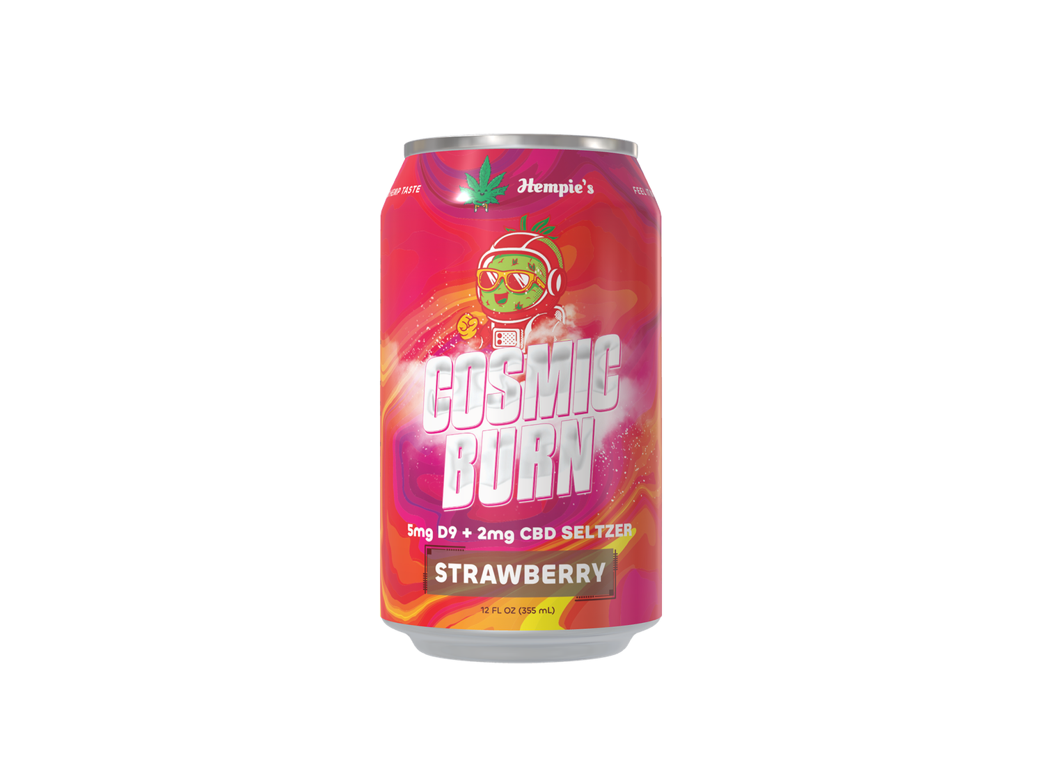 Hempie's Strawberry Seltzer - Cosmic Burn (5mg D9 / 2mg CBD, 12oz)