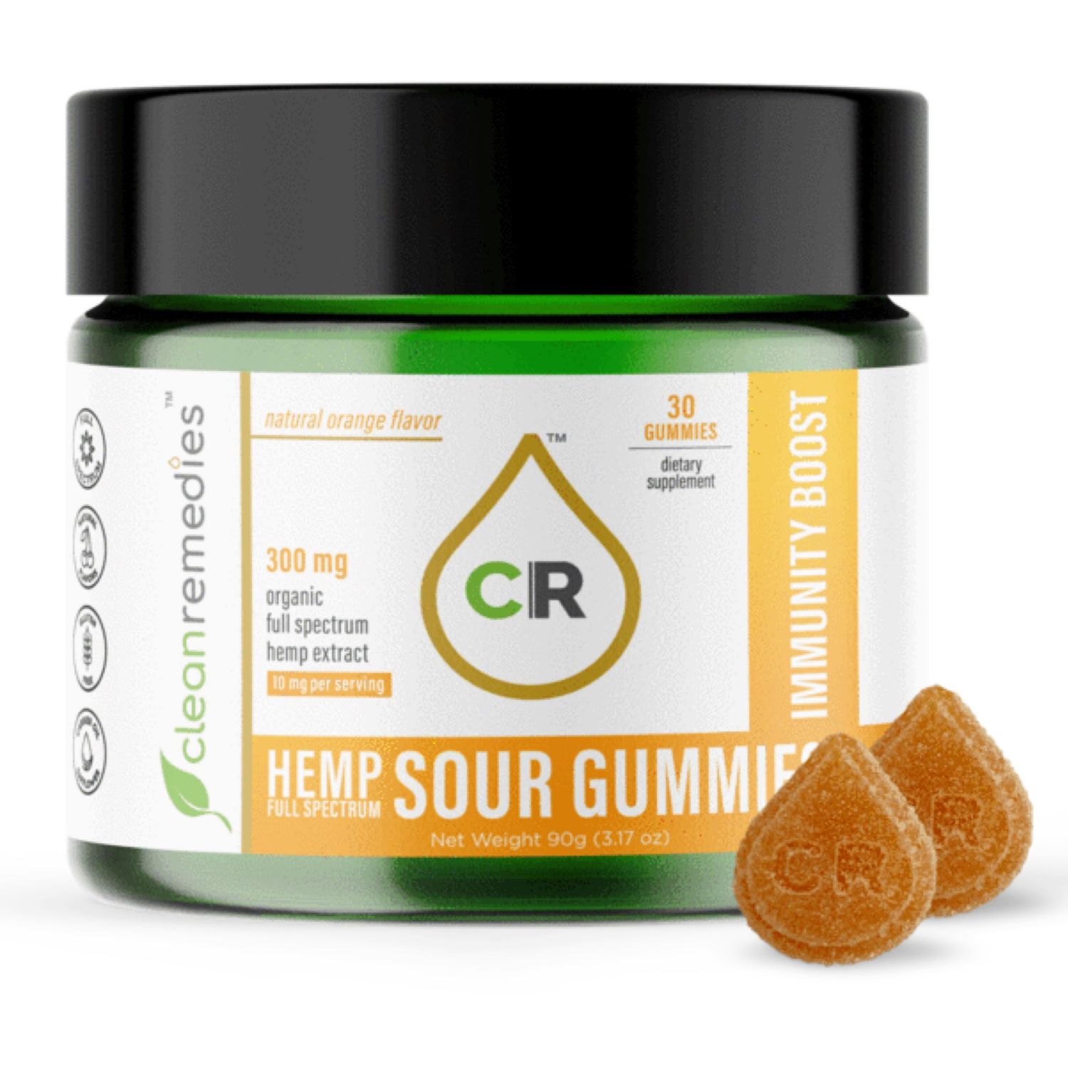 Immunity Boost Blend Full Spectrum Hemp Sour Gummies 10mg 30ct - Clean Remedies